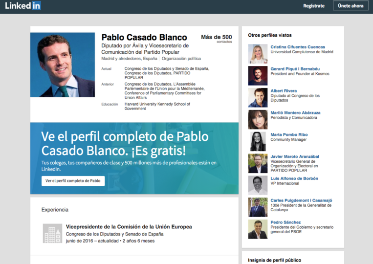 Mariano Rajoy sigue siendo el presidente del PP.... en su perfil de Linkedin 2 Moncloa Linkedin Casado Moncloa