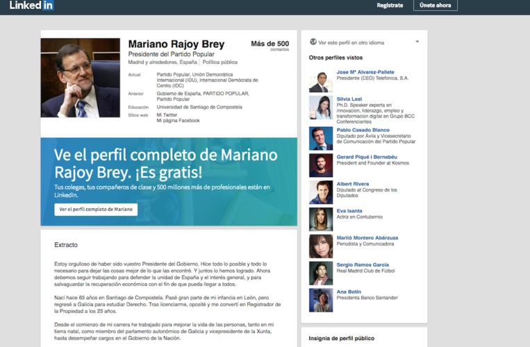 Mariano Rajoy sigue siendo el presidente del PP.... en su perfil de Linkedin 1 Moncloa Linkedin Rajoy Moncloa