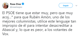 Los siete guiños que Rosa Díez le ha hecho a Vox en Twitter 4 Moncloa ElPais Santiaguito 2 Moncloa