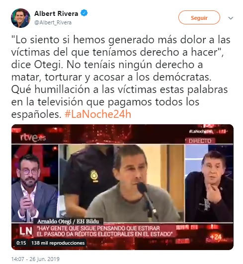 PP, Ciudadanos y Vox cargan contra RTVE por la entrevista a Otegi 2 Moncloa Rivera Otegi