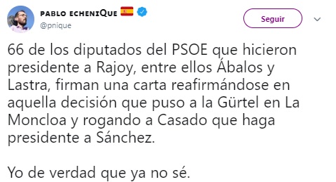 PP y Podemos critican la carta de los 66 diputados del PSOE 3 Moncloa Echenique abstencion psoe