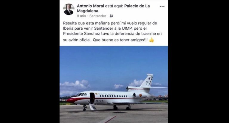 La broma del gestor cultural que dijo haber viajado en el Falcon de Sánchez