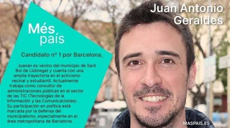 Juan Antonio Geraldes, cabeza de lista de Más País por Barcelona