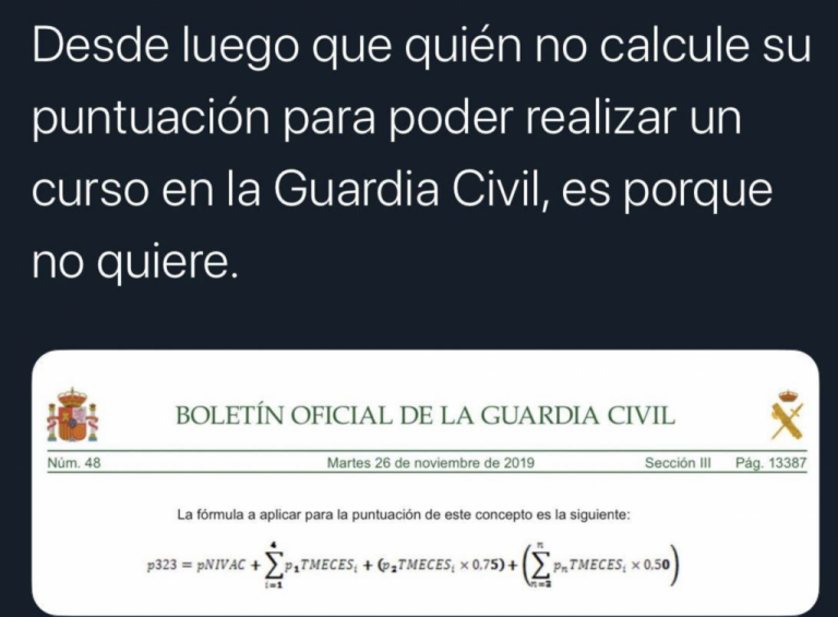 La imposible fórmula de la Guardia Civil para calcular su baremo de méritos
