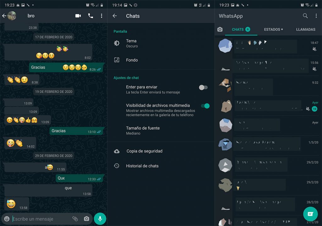 Colores modo oscuro en Whatsapp