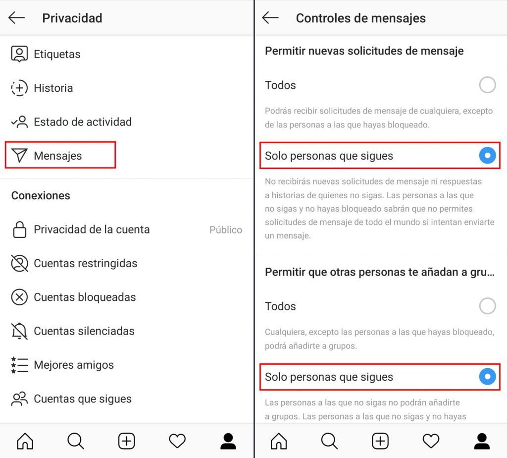 La guía definitiva para configurar tu privacidad en Instagram 7 Moncloa Enviarte mensajes directos en Instagram