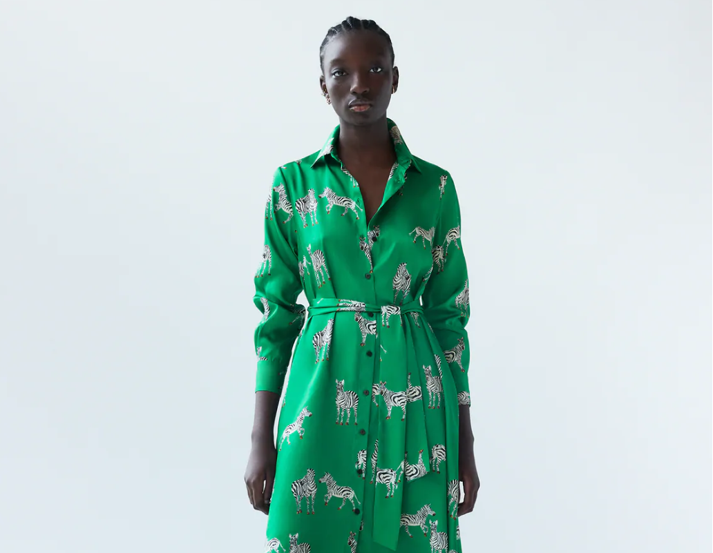 vestido verde estampado