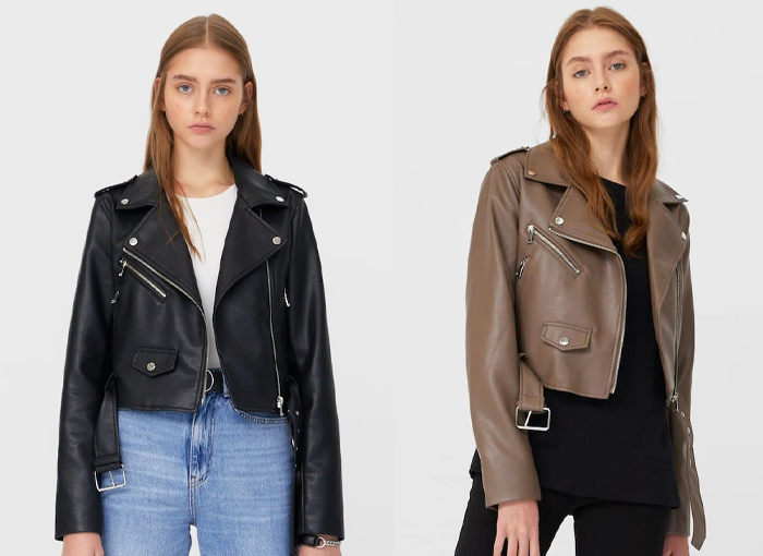 CAZADORA EFECTO PIEL BÁSICA CON CINTURÓN DE STRADIVARIUS