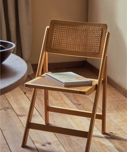 SILLA PLEGABLE MADERA Y RATÁN