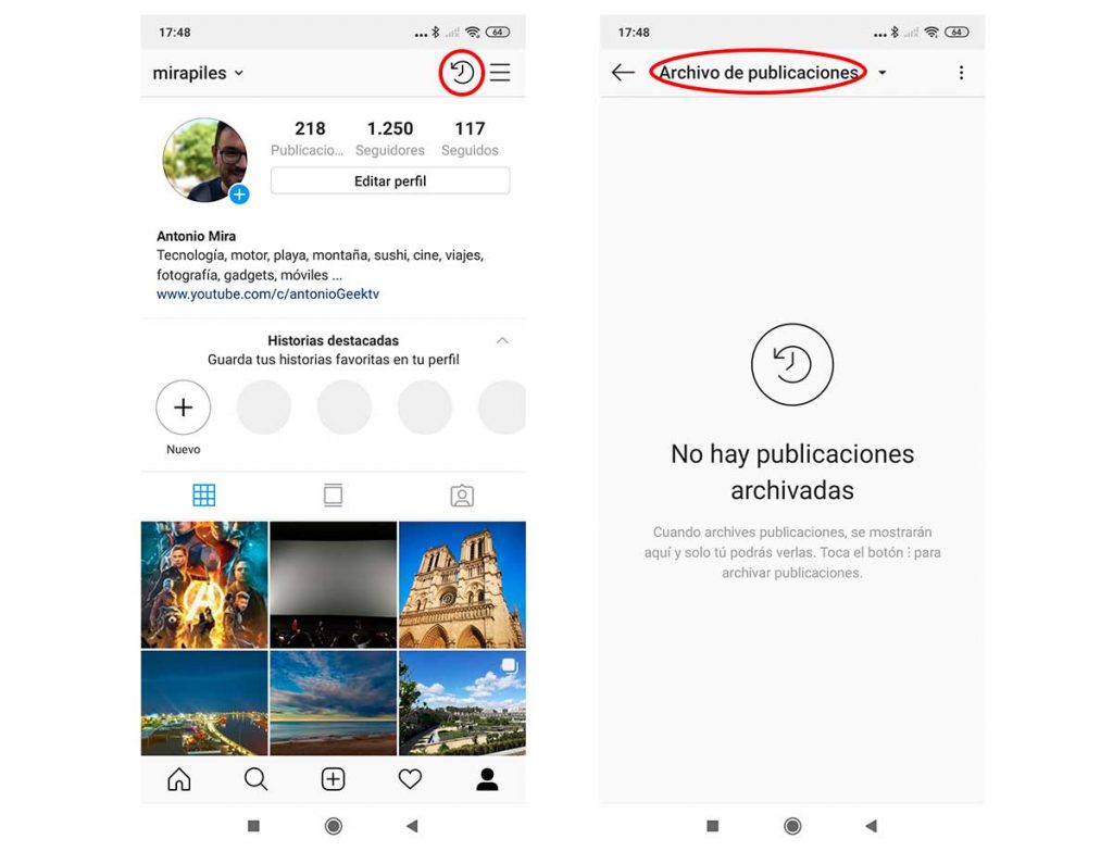 Cómo ocultar fotos de tu Instagram para que nadie las vea 3 Moncloa Archivar fotos en Instagram