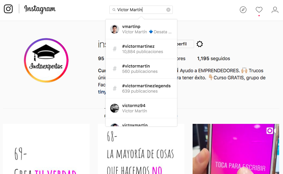 Así puedes saber si te han bloqueado en Instagram 3 Moncloa Busca al usuario en Instagram