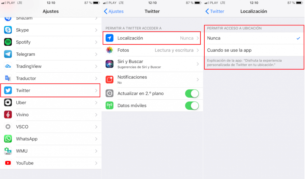 La ubicación en Twitter