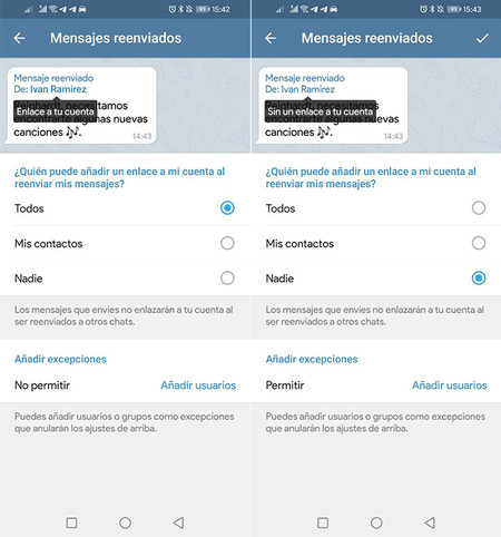 Funciones de Telegram que quizá no conozcas 9 Moncloa Reenvío de mensajes