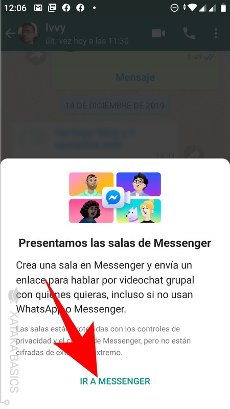 Comienza una conversación con Messenger Rooms