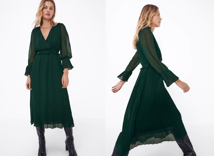 VESTIDO MIDI PLISADO ZARA