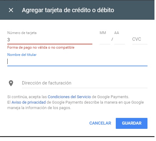 Cómo gestionar las formas de pago en Google Play 8 Moncloa Tipos de pago no admitidos