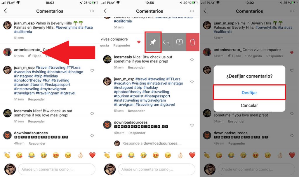 Cómo fijar comentarios en Instagram para que siempre se vean los primeros 6 Moncloa Fijar comentarios en iOS