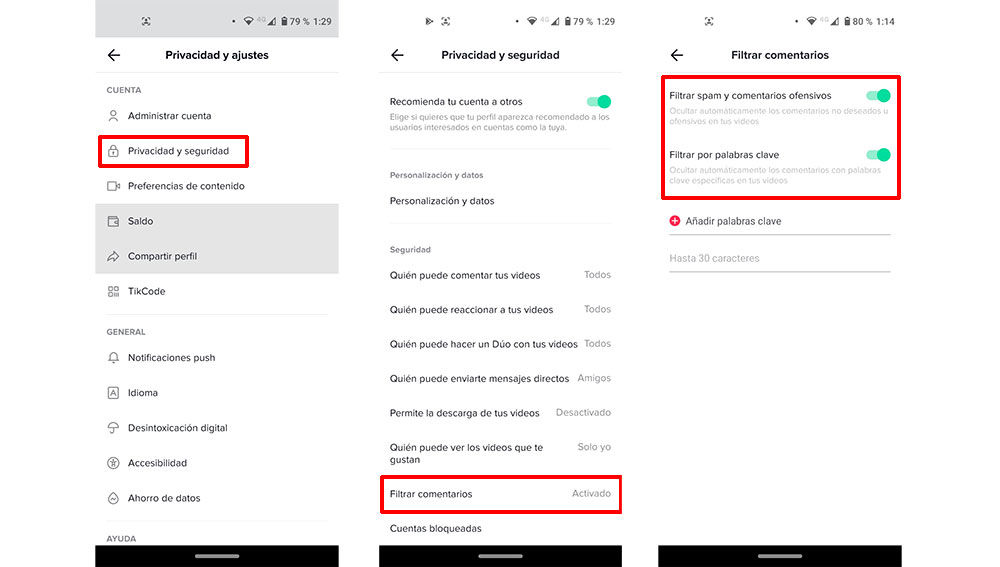 Cómo garantizar que TikTok sea seguro para los niños 5 Moncloa Filtrar comentarios