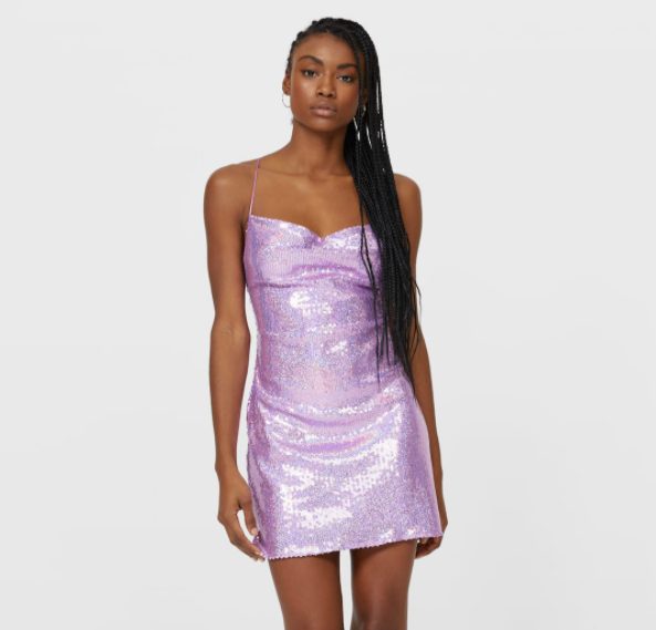 vestido lentejuelas stradivarius
