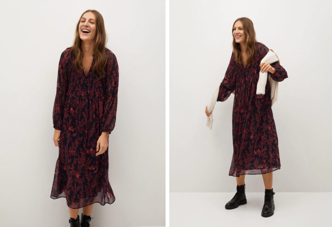 vestido fluido estampado