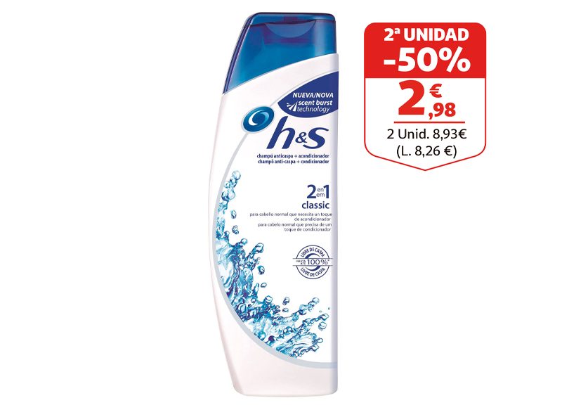 CHAMPÚ ANTISCAPA Y ACONDICIONADOR H&S CLASSIC 540, AL 50% EN ALCAMPO