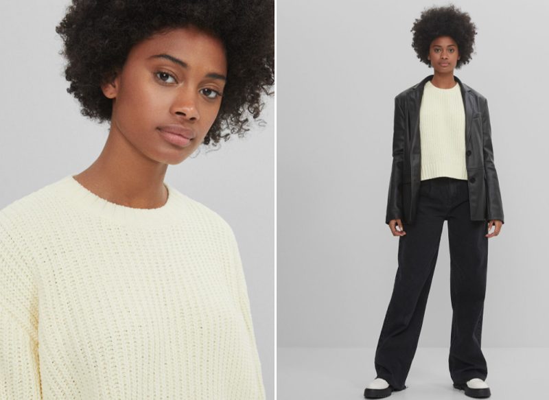 JERSEY CHENILLA CUELLO REDONDO DE BERSHKA