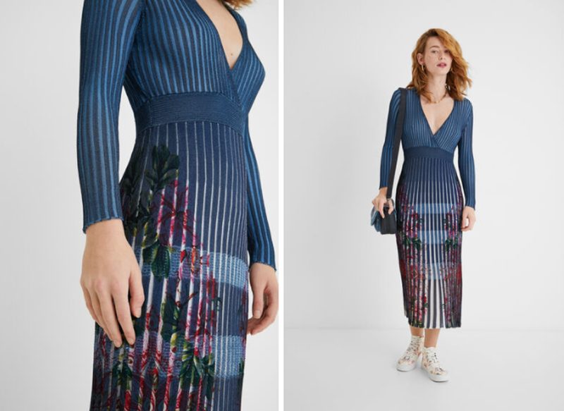 VESTIDO PLISADO DE FLORES