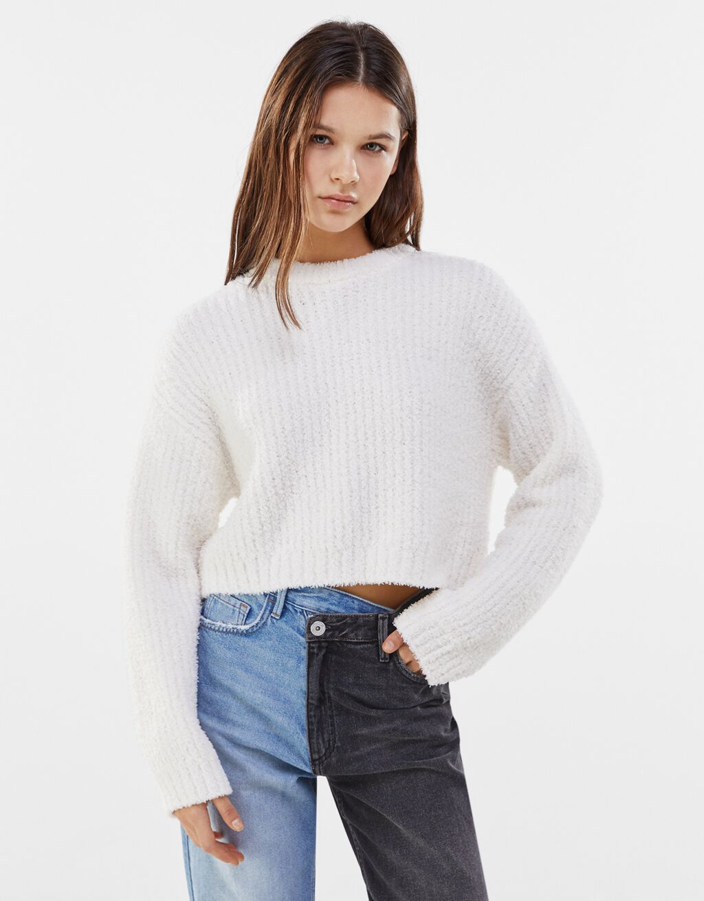 jersey cuello redondo bershka
