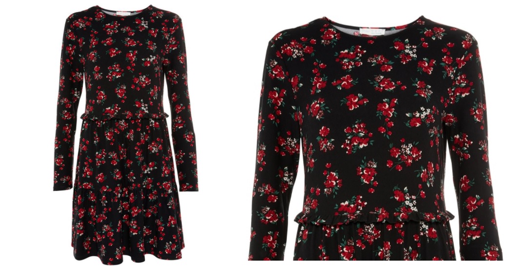 vestido corto flores rojas