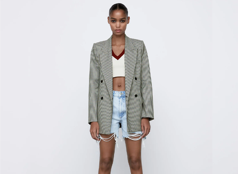 BLAZER ENTALLADA CUADROS DE ZARA