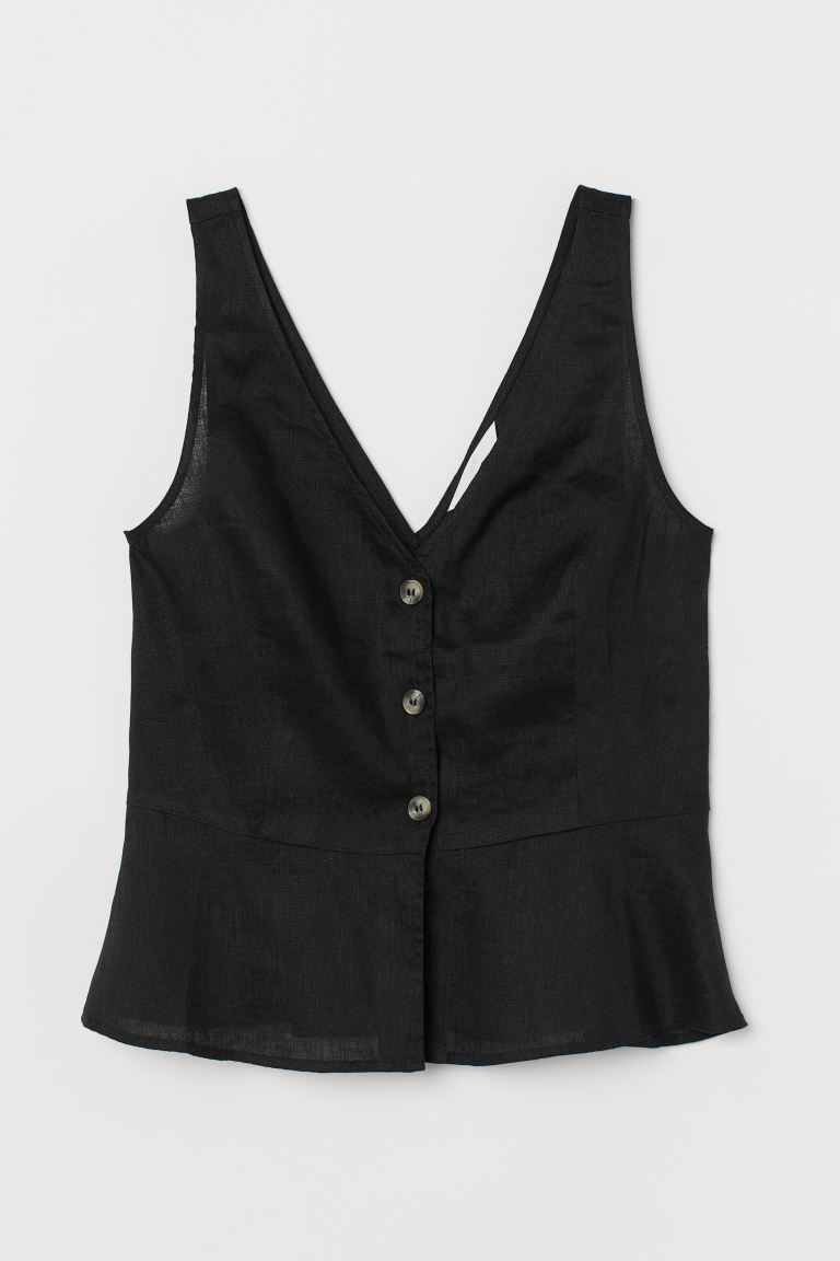 blusa lino negra