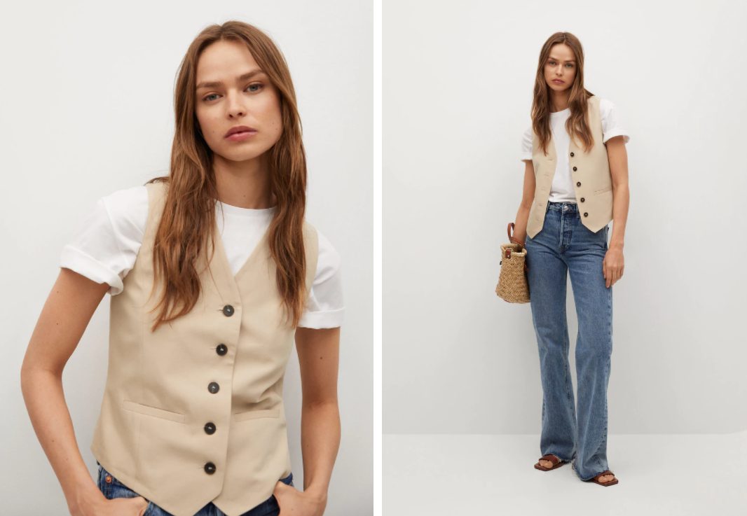 chaleco entallado mango