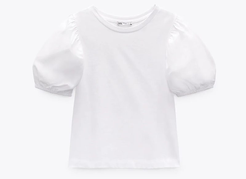 CAMISETA MANGA ABULLONADA DE ZARA