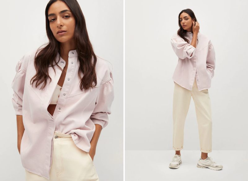 SOBRECAMISA DENIM MANGAS ABULLONADAS DE MANGO