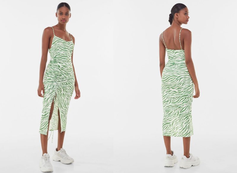 VESTIDO MIDI ESTAMPADO FRUNCES