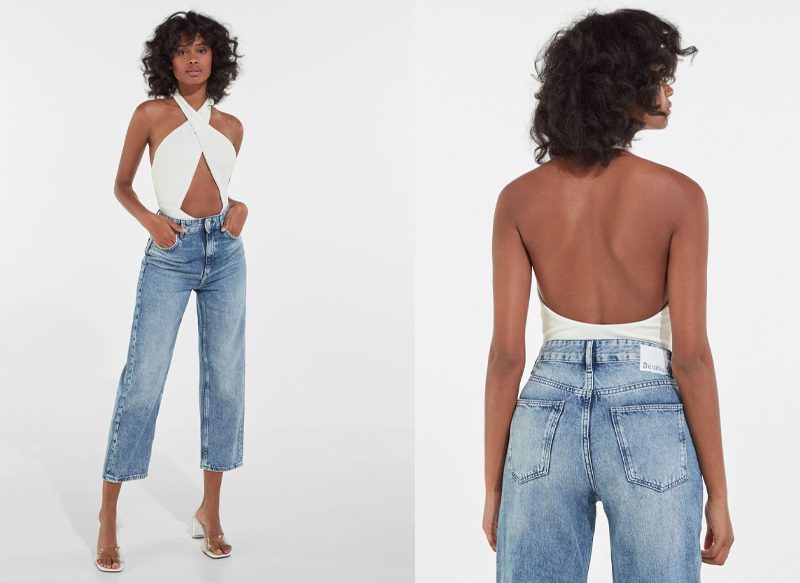 BODY RIB ESCOTE CRUZADO HALTER CUT OUT DE BERSHKA