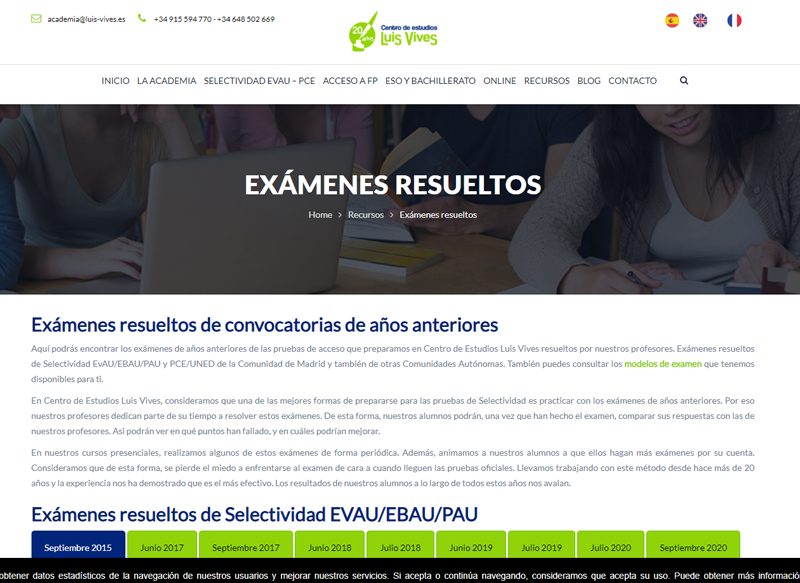 EXÁMENES RESUELTOS EN EL CENTRO DE ESTUDIOS LUIS VIVES