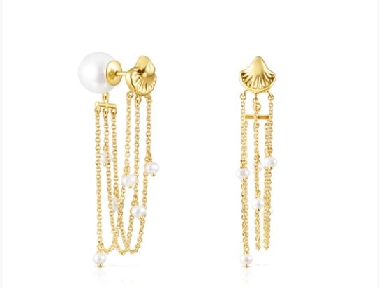 pendientes largos concha tous