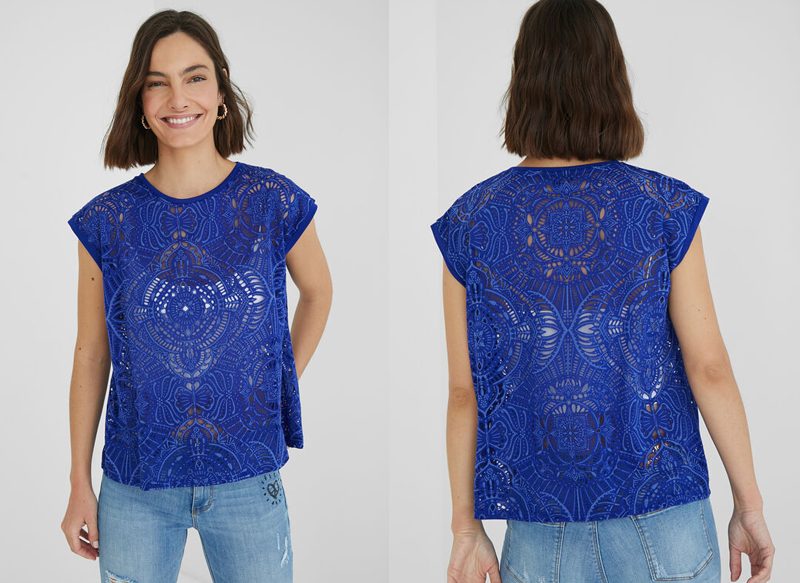 CAMIESTA TROQUELADA SIN MANGAS