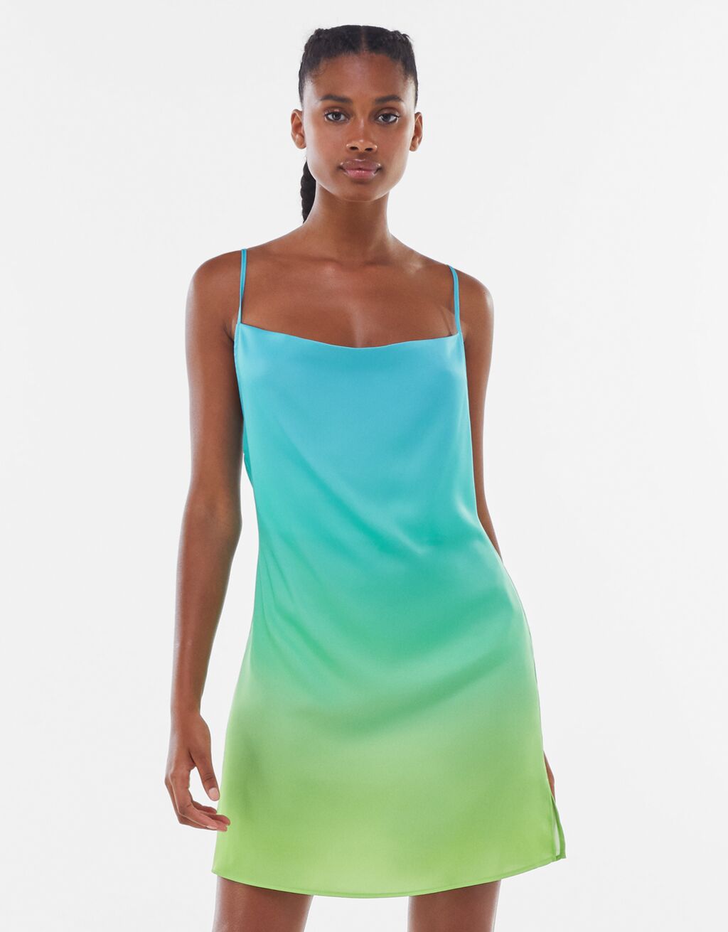 vestido saten bershka