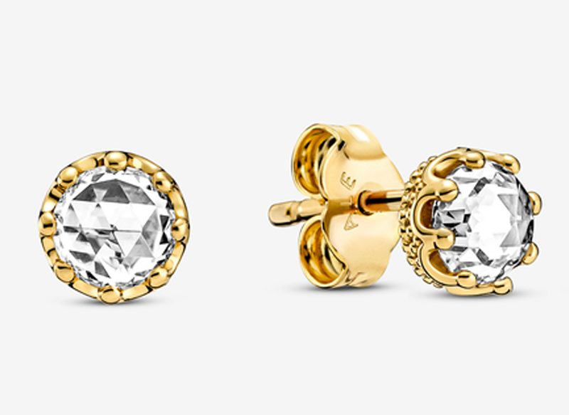 PENDIENTES DE BOTÓN CORONA BRILLANTE TRANSPARENTE DE PANDORA