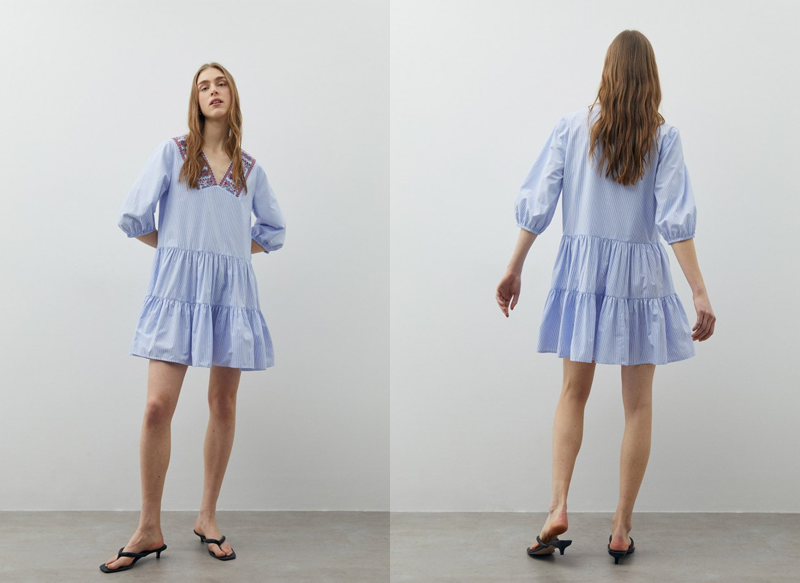 VESTIDO RAYAS BORDADO