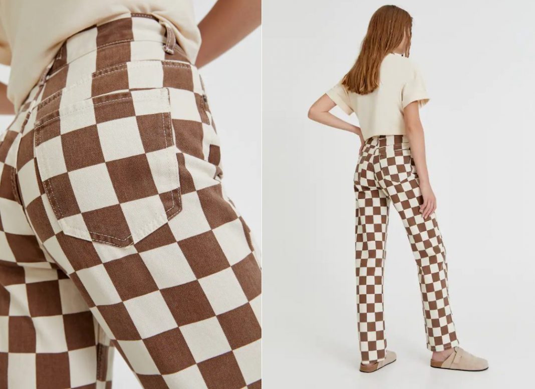 pantalon damero pull&bear