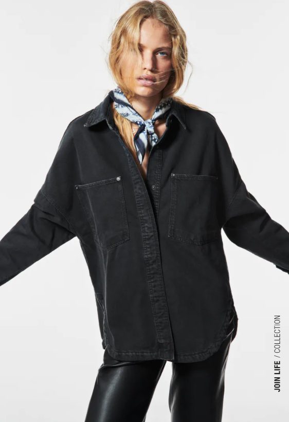 sobrecamisa denim bolsillos zara