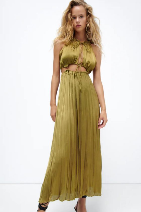 vestido satinado cut out