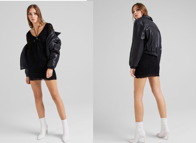 CAZADORA BOMBER PUFFY EFECTO PIEL