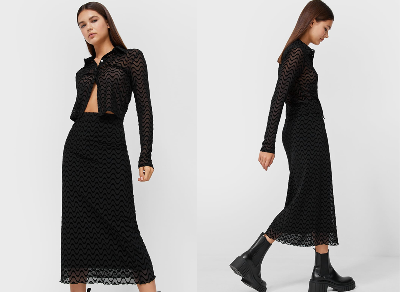 FALDA MIDI TUL ONDAS