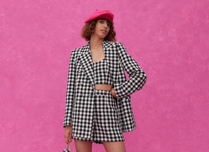 TOP Y PANTALONES CORTOS DE PATA DE GALLO