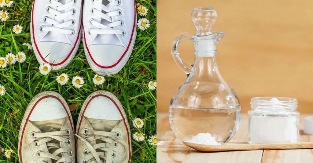 Cómo limpiar unas zapatillas blancas de tela 4 Moncloa Mezclemos Vinagre de vino, agua y bicarbonato