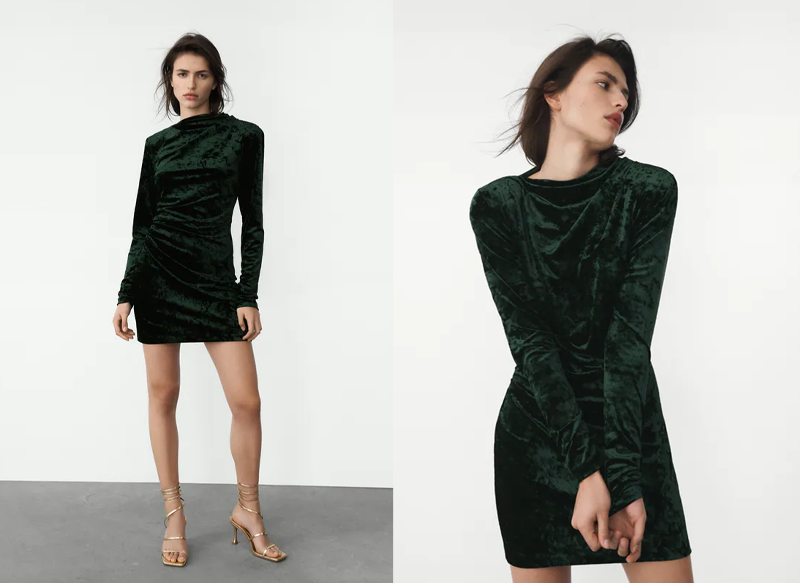 VESTIDO DRAPEADO HOMBRERAS DE ZARA